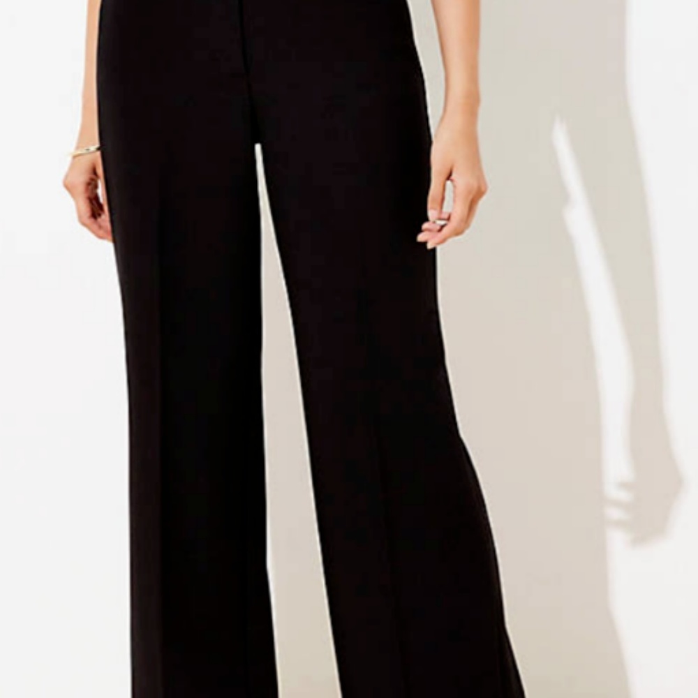 Loft 2 Two Kate Pants Black Wide Leg Trousers NWOT